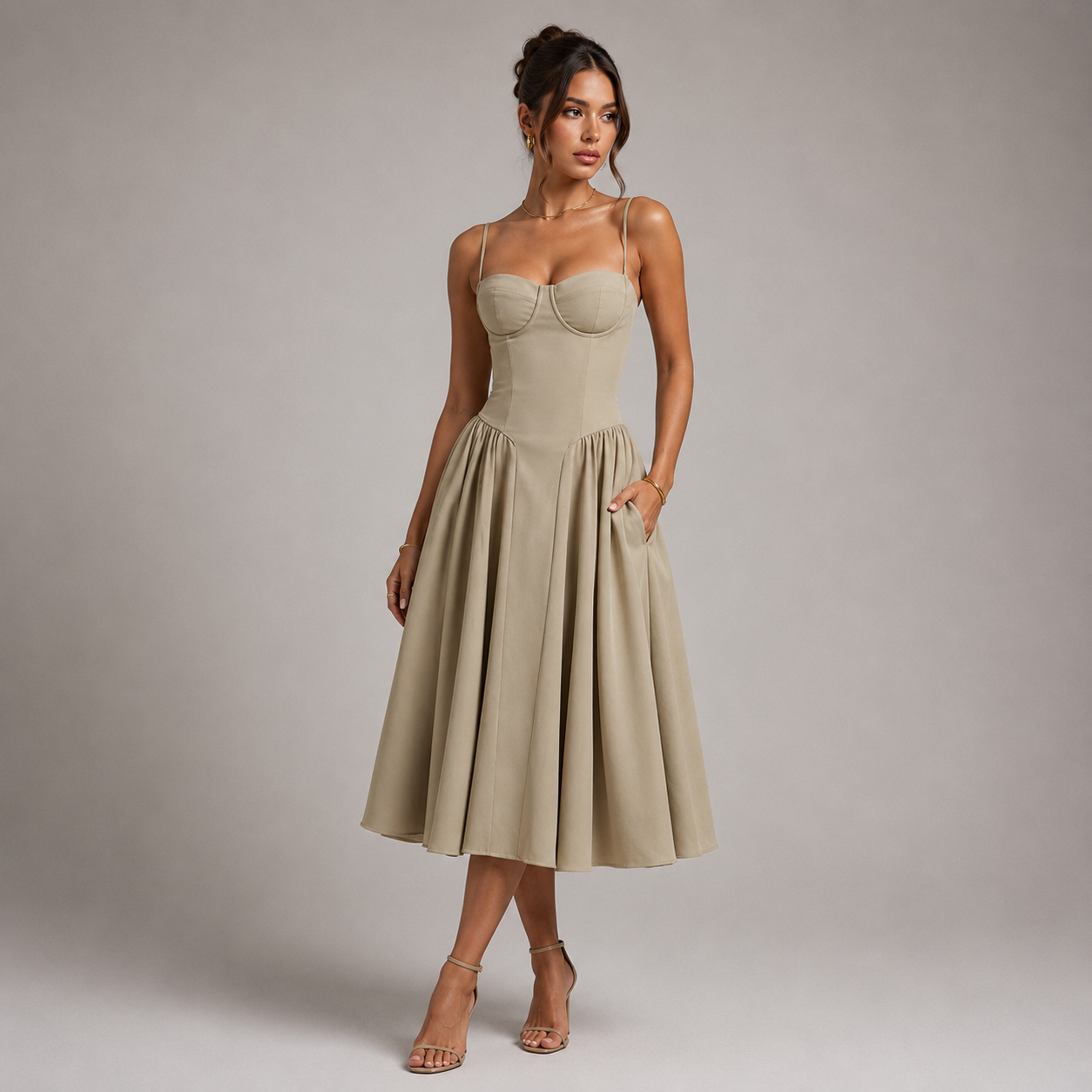 Rosalie Vintage Corset Midi Dress