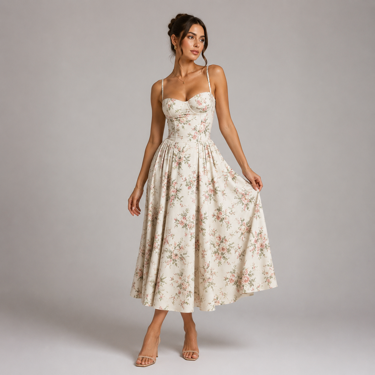Rosalie Vintage Corset Midi Dress