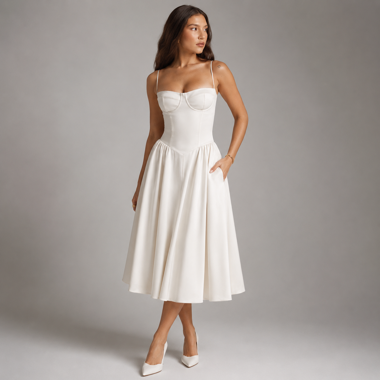 Rosalie Vintage Corset Midi Dress
