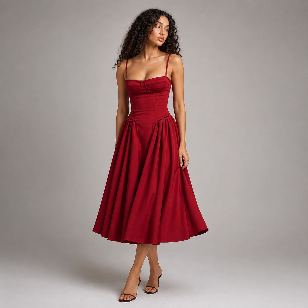 Rosalie Vintage Corset Midi Dress