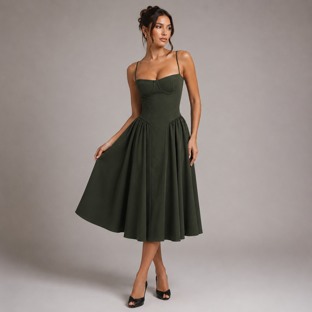 Rosalie Vintage Corset Midi Dress