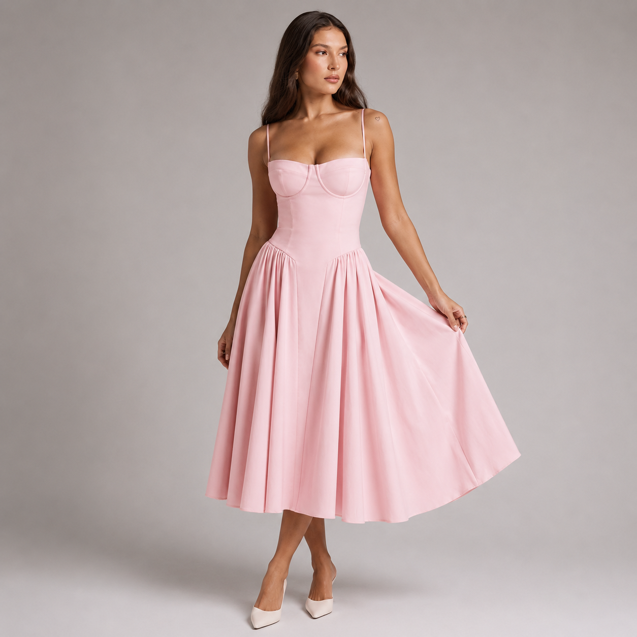 Rosalie Vintage Corset Midi Dress