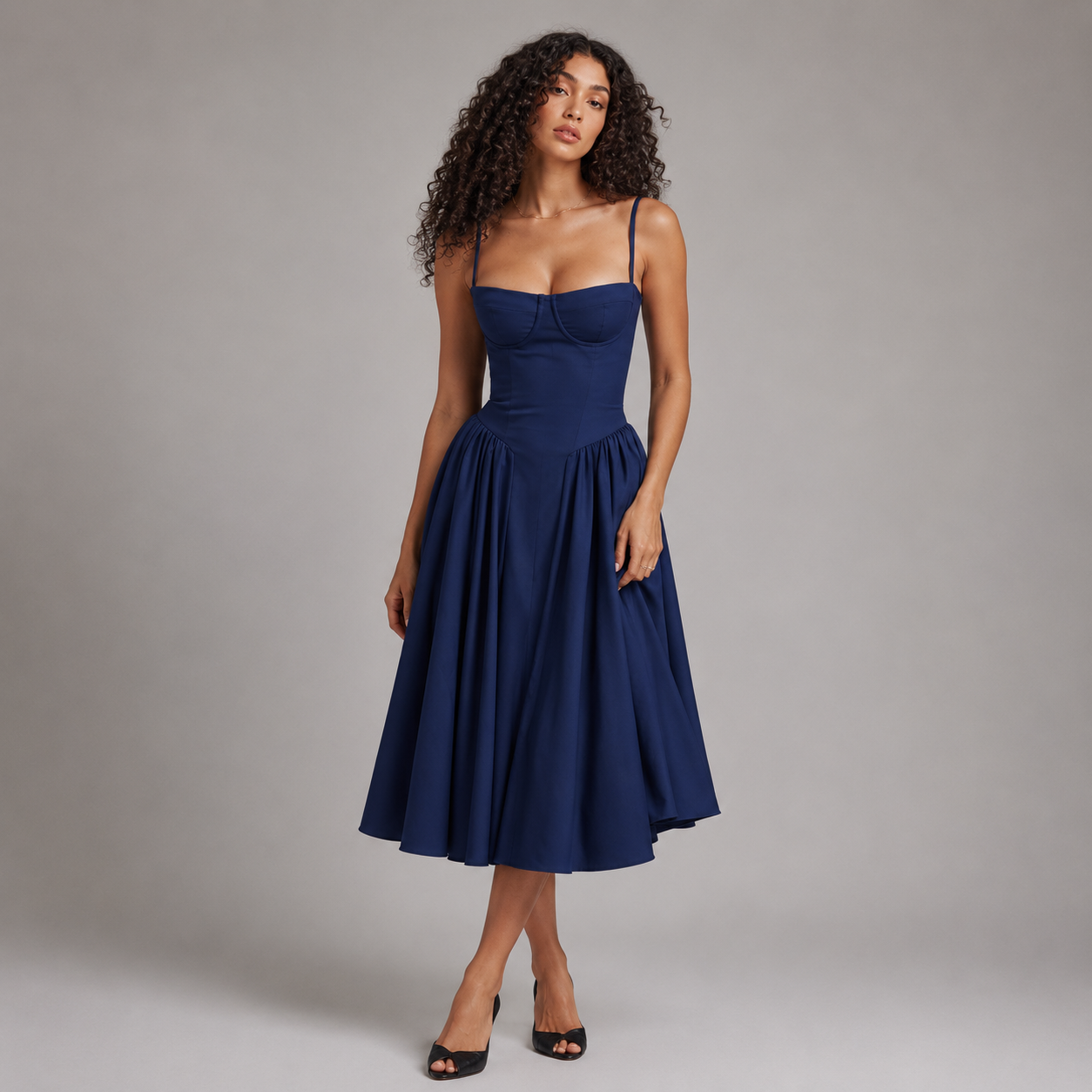 Rosalie Vintage Corset Midi Dress