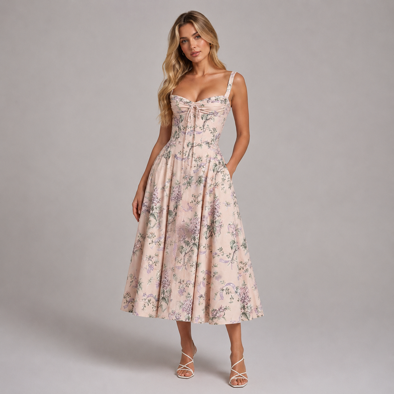 Florence Floral Corset Midi Dress