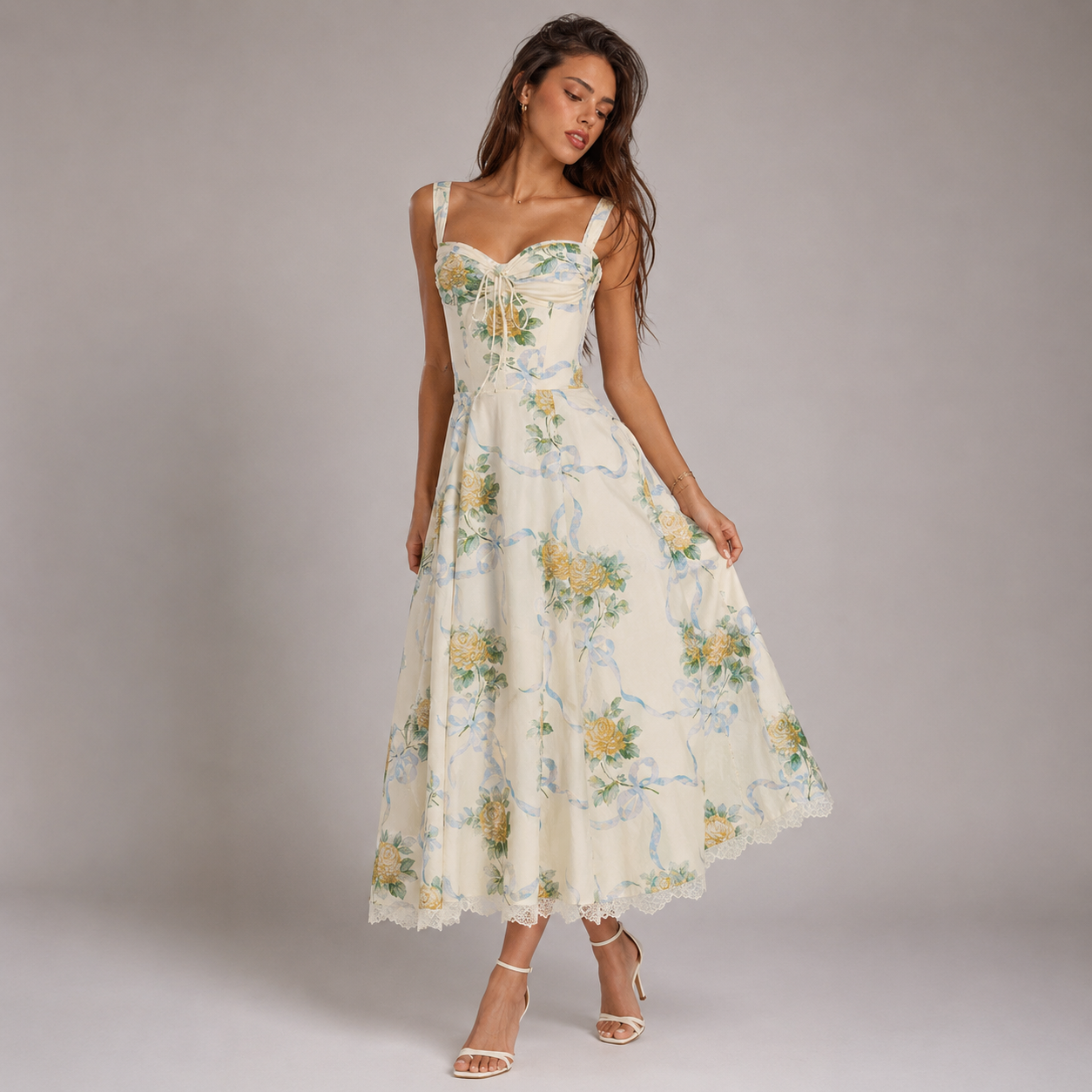 Florence Floral Corset Midi Dress