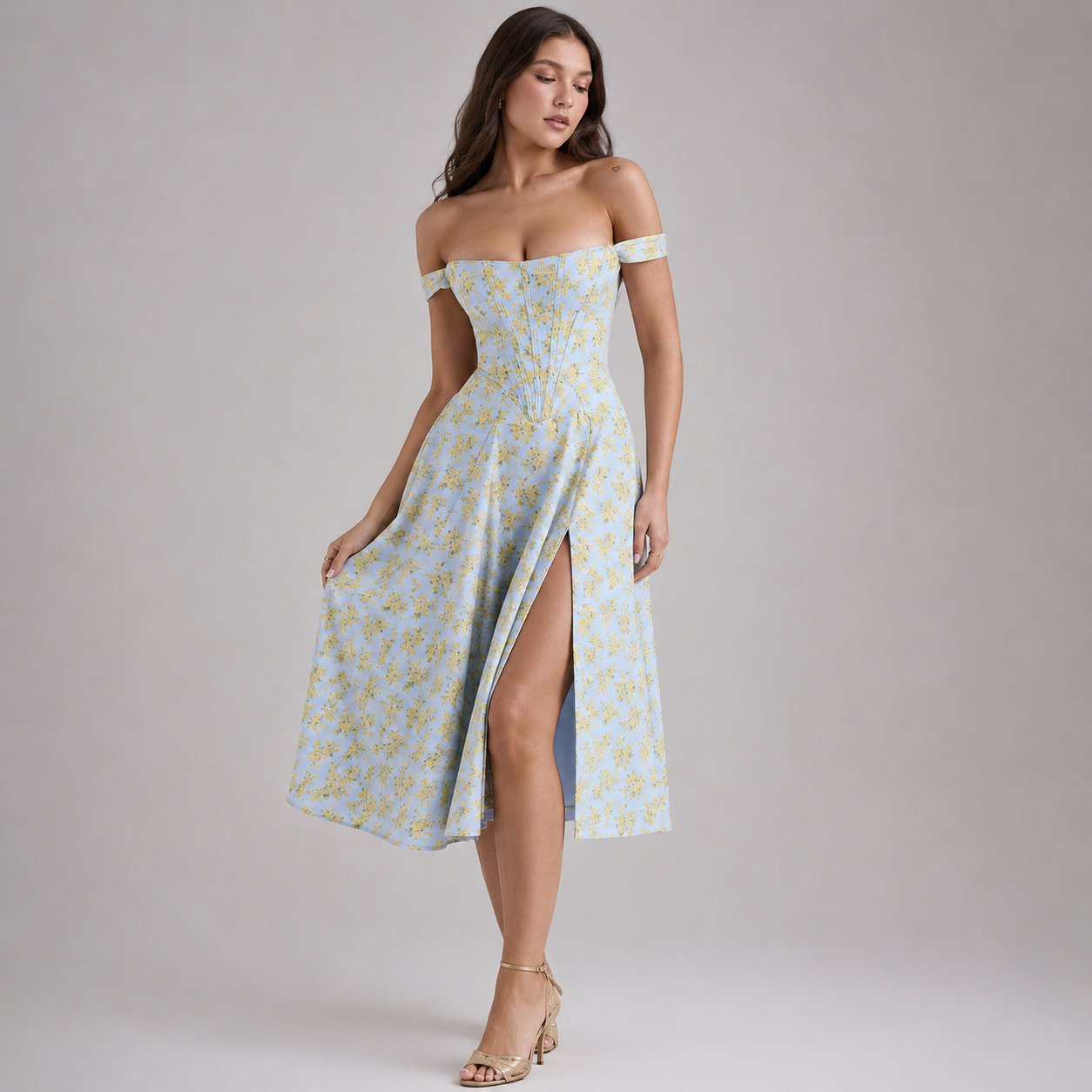 Camélia Vintage Floral Maxi Dress