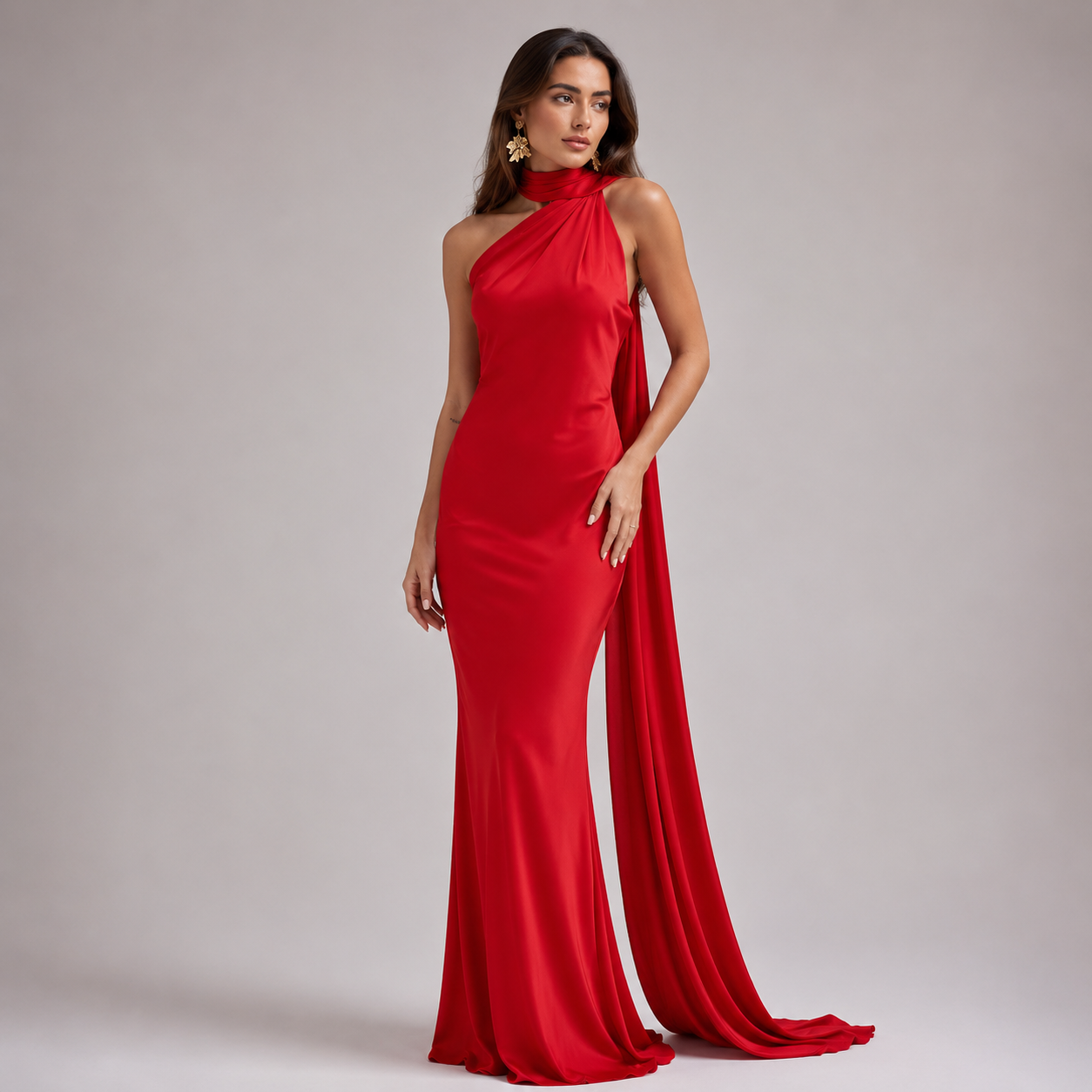 Seraphina Satin Halter Maxi Dress