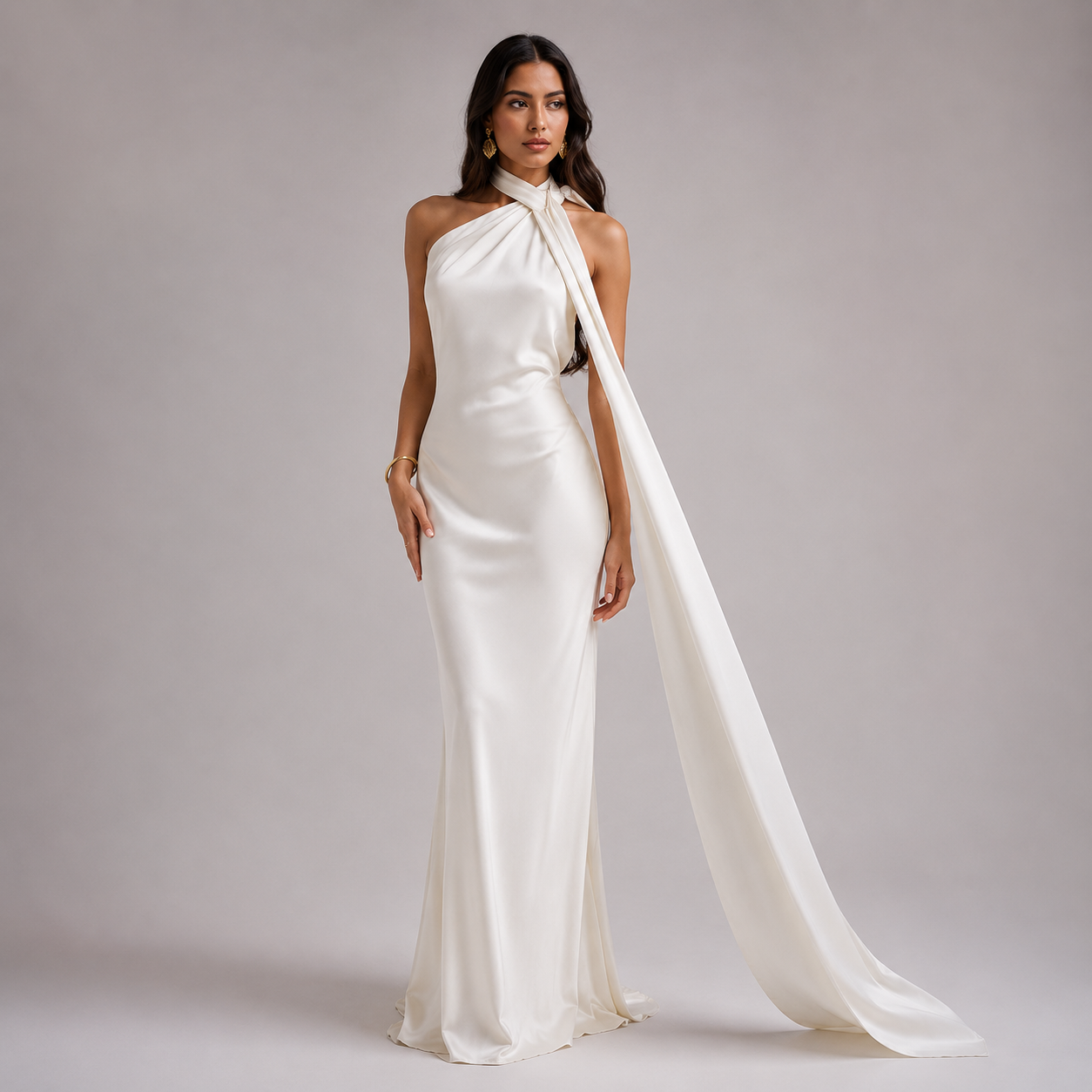 Seraphina Satin Halter Maxi Dress