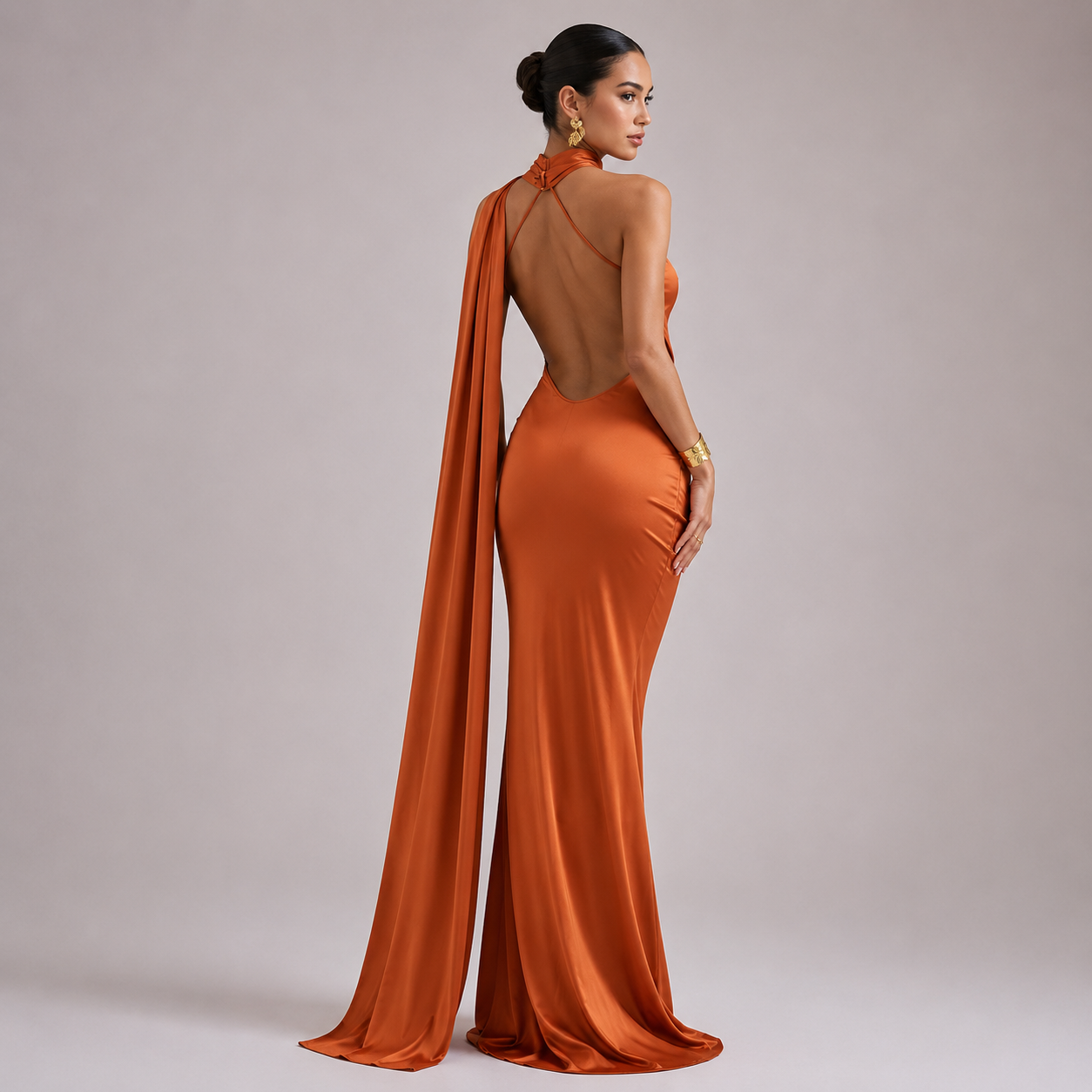 Seraphina Satin Halter Maxi Dress