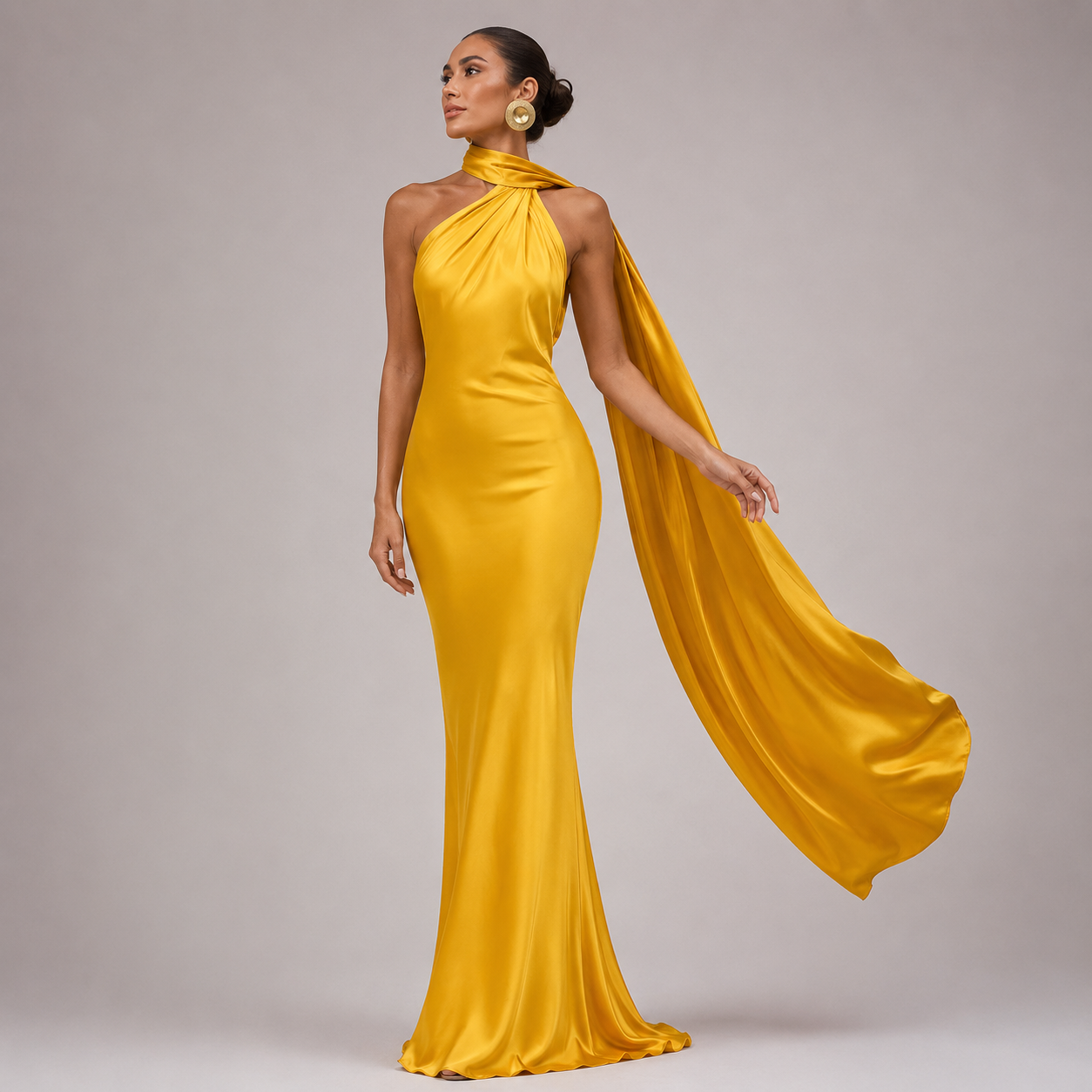 Seraphina Satin Halter Maxi Dress