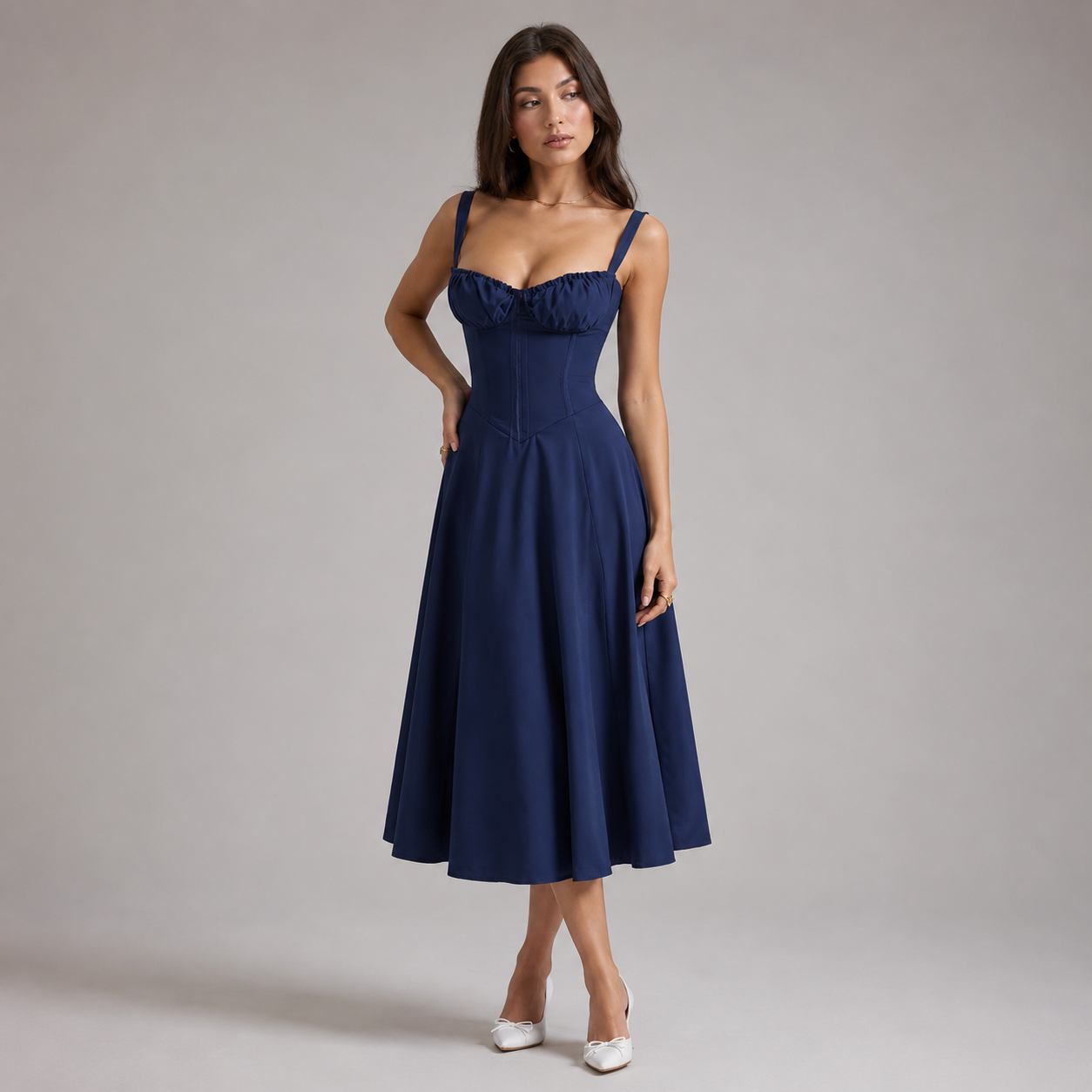Isla Floral Sweetheart Midi Dress