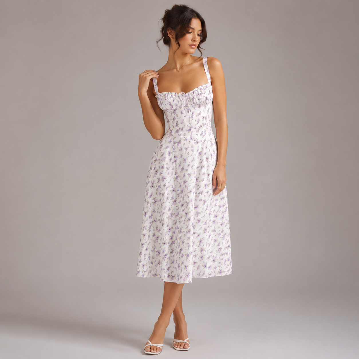 Isla Floral Sweetheart Midi Dress