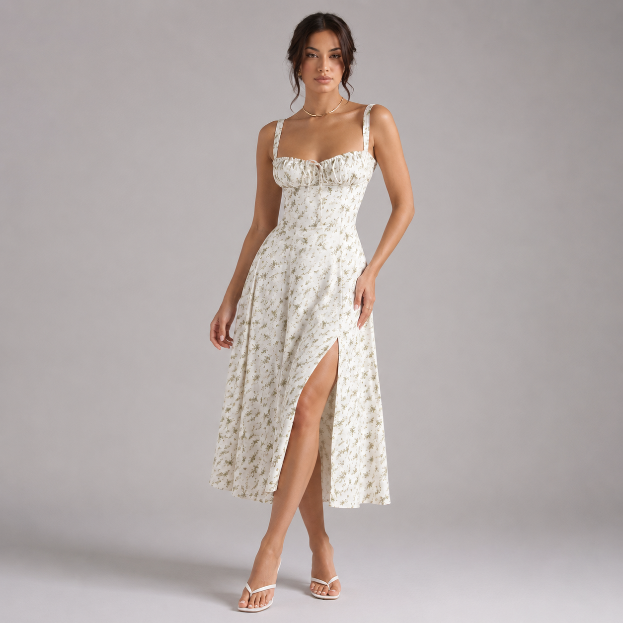 Isla Floral Sweetheart Midi Dress