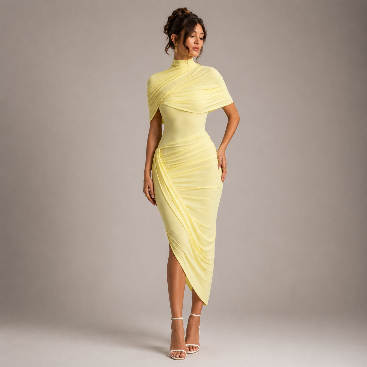 Auréa Ruched Pleated Midi Dress