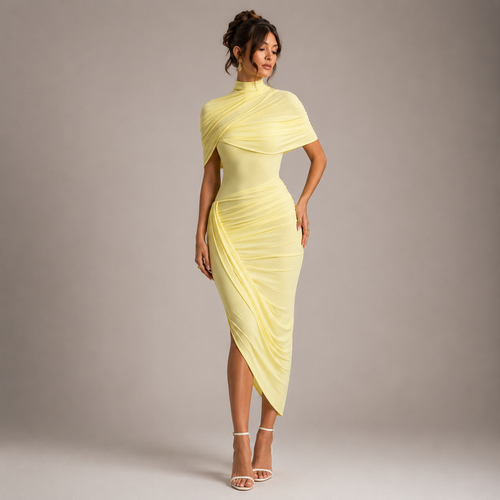 Auréa Ruched Pleated Midi Dress