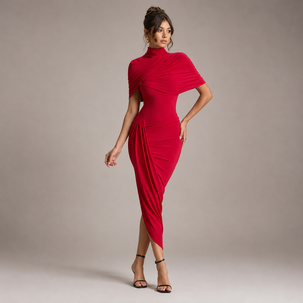 Auréa Ruched Pleated Midi Dress